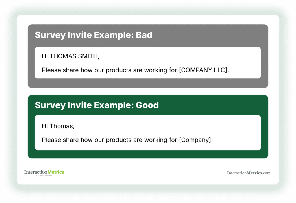 survey invitation showing one part of what goes into customer survey program costs
