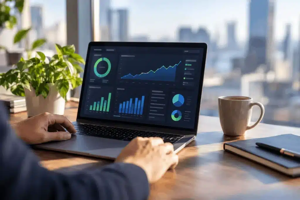 B2B leader reviewing Net Promoter Score survey results on a dashboard to find ways to improve NPS score.