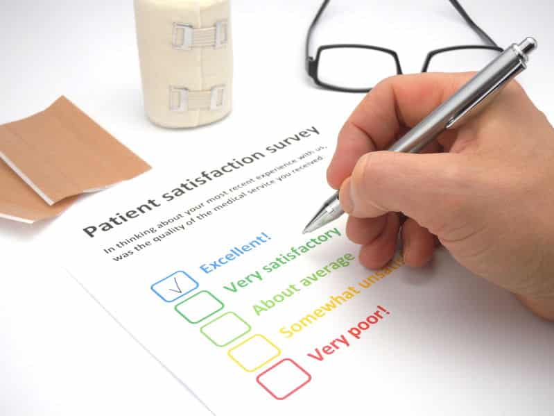 patient taking healthcare surveys