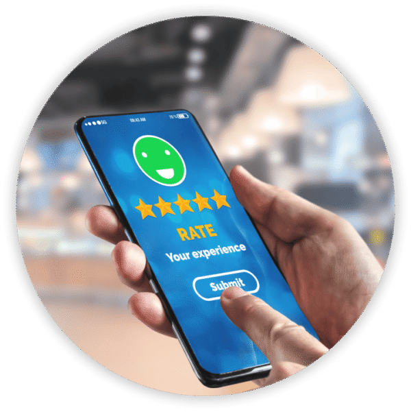 person taking an Interaction Metrics customer survey to improve CX strategy