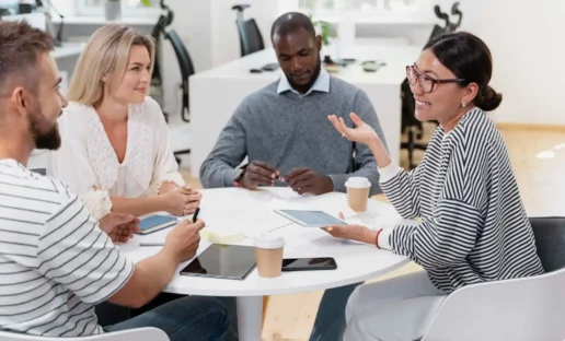 woman conducting customer interviews to collect data and gain key insights as part of Interaction Metrics' voice of the customer program