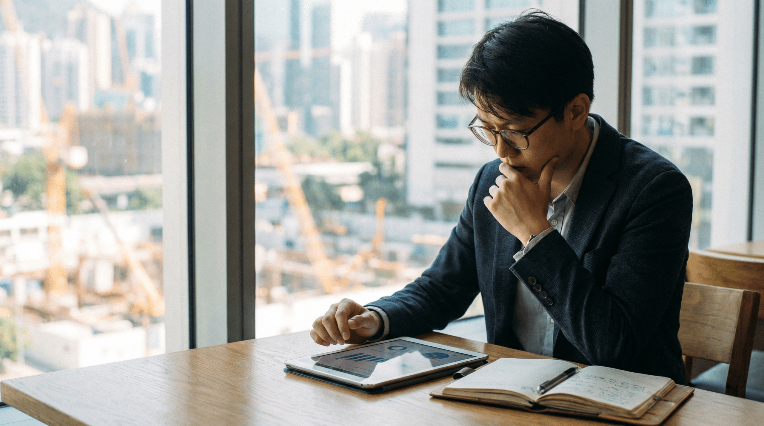 a man reviewing NPS score after an Interaction Metrics NPS Survey