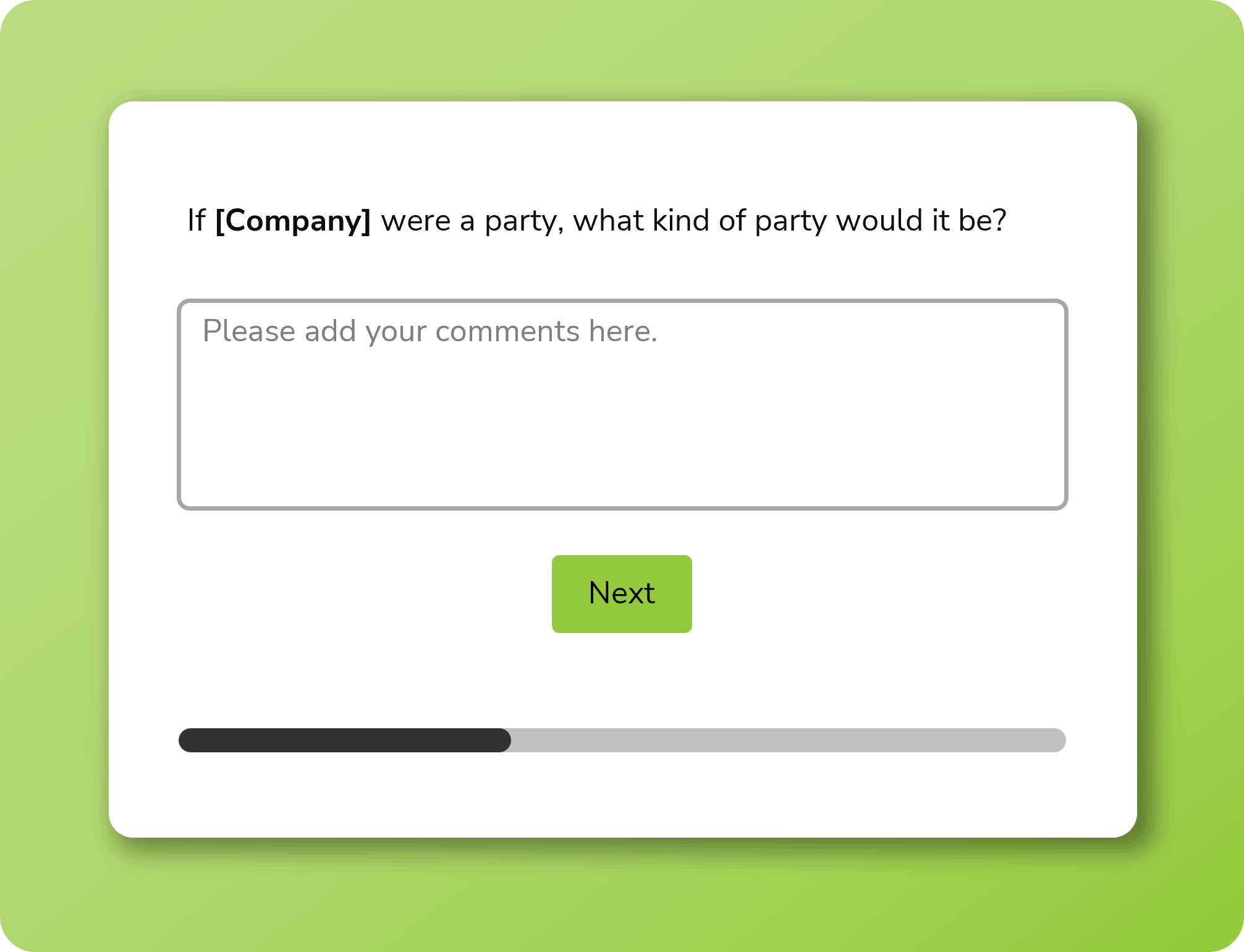 B2B brand perception survey example from Interaction Metrics showing questions about how buyers view a company