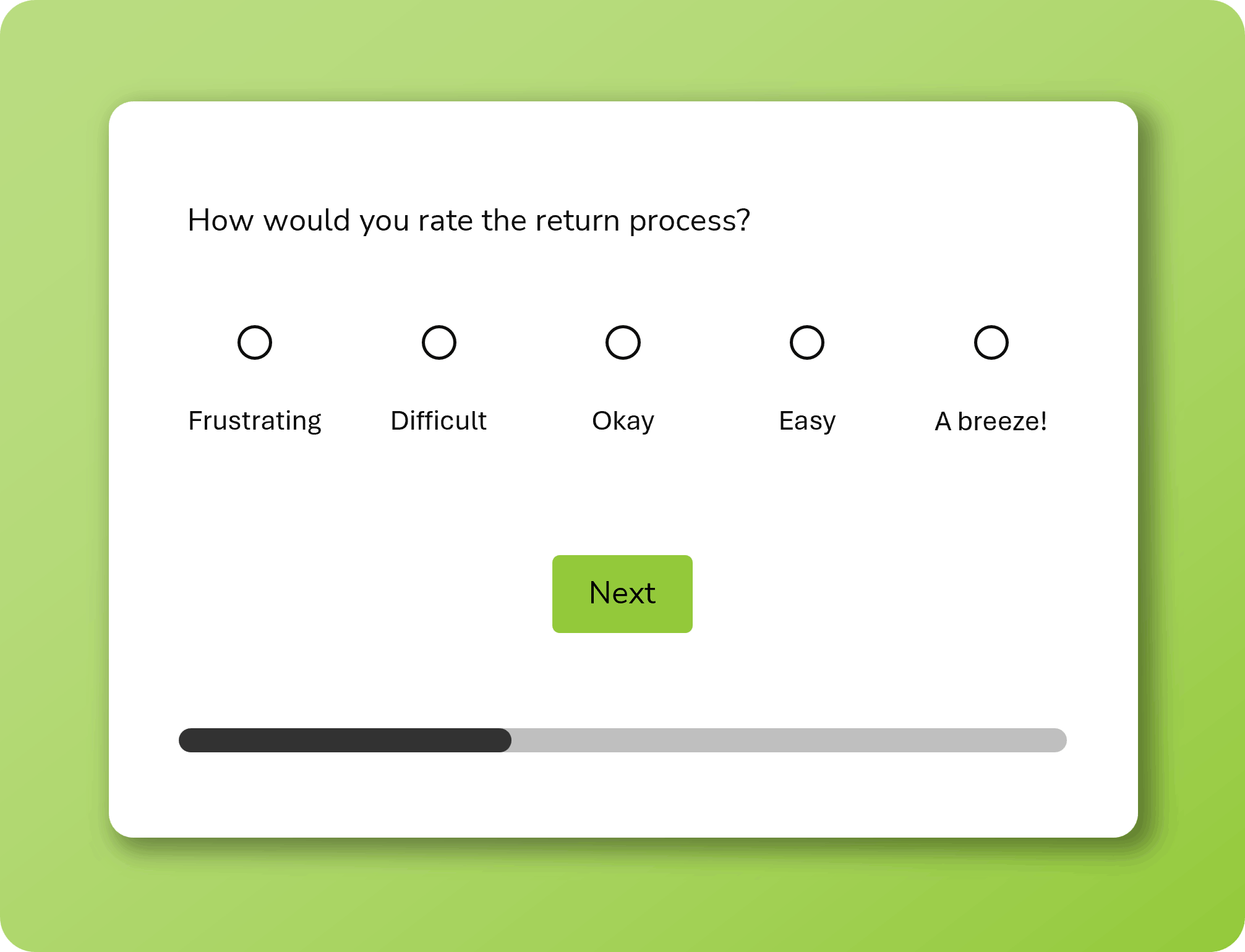 Customer Effort Score survey example from Interaction Metrics, a B2B customer survey firm