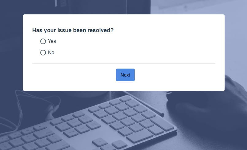 B2B customer service survey example from Interaction Metrics showing questions about support quality and customer interactions