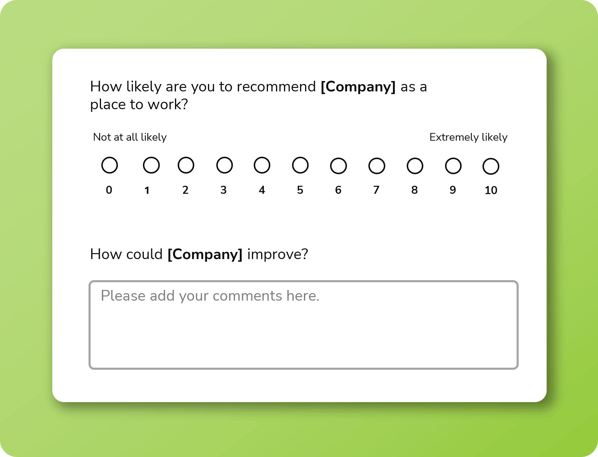 Employee Net Promoter Score survey example from Interaction Metrics for measuring workplace loyalty in B2B companies