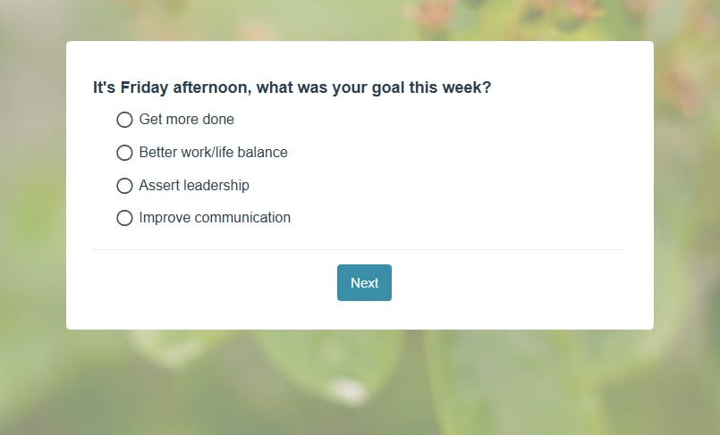 Employee pulse survey example from Interaction Metrics for tracking morale, workload, and emerging workplace issues