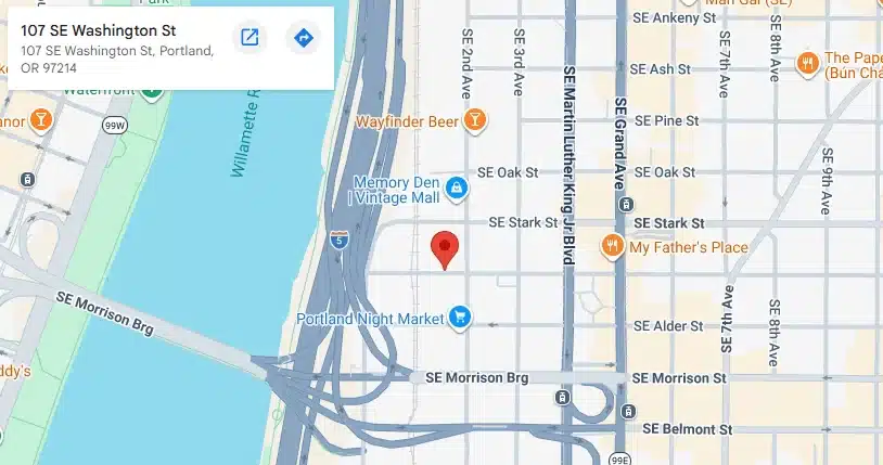 Map showing Interaction Metrics' location in Portland, Oregon